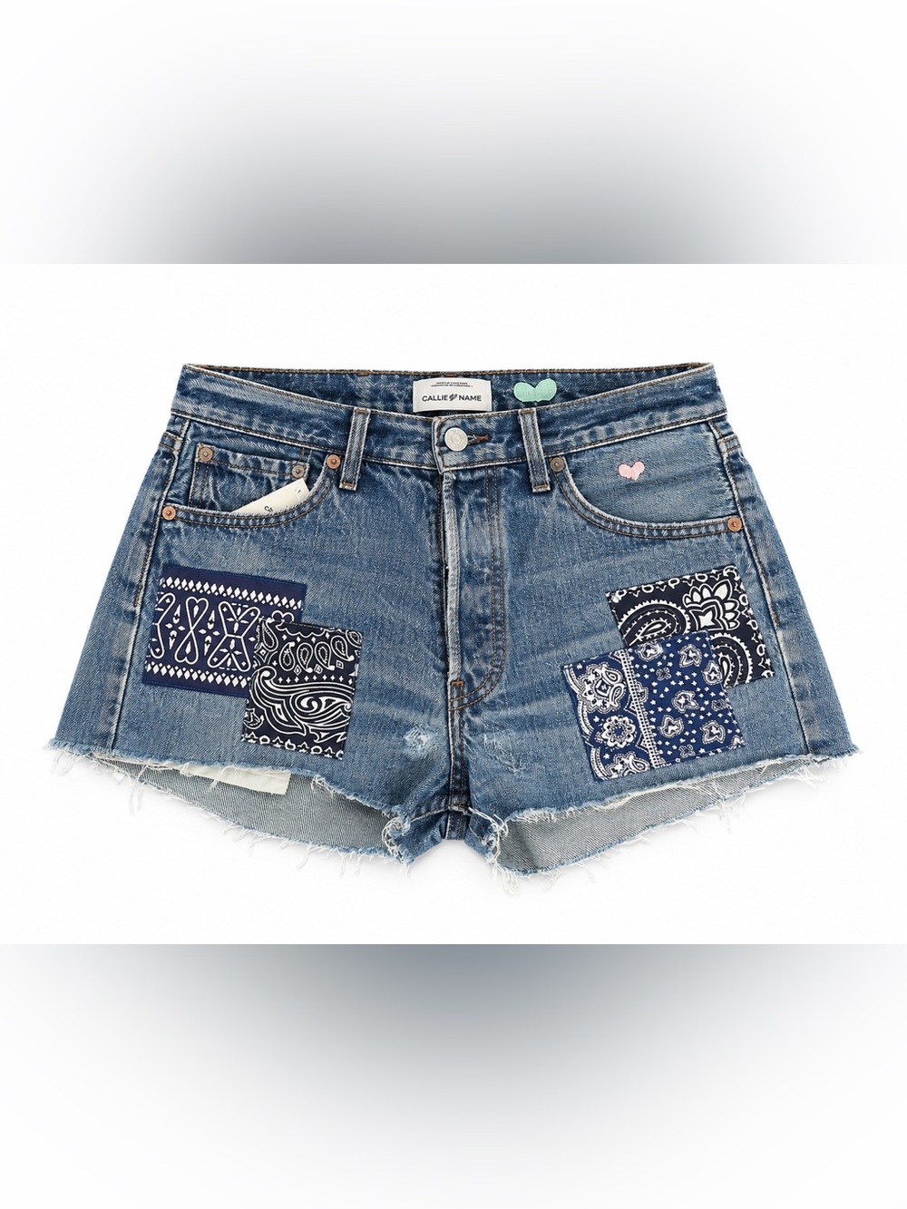 Call It By Your Name Blue Denim Patchwork Shorts sz 36 one of a kind NWT